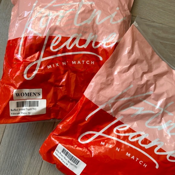 kortni jeane vibrant wave orange swimSuit skirt and long top - Picture 2 of 4